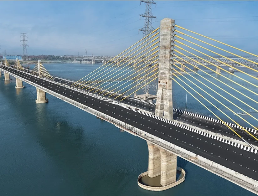 Cable-stayed bridge over water